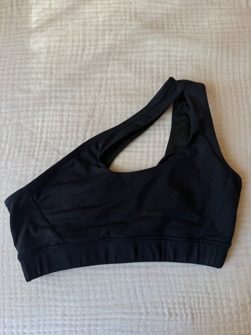 One Shoulder Black Sports Bra - Sz S